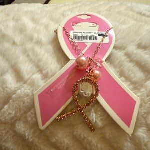 Chic Pink Ribbon Pendant Necklace